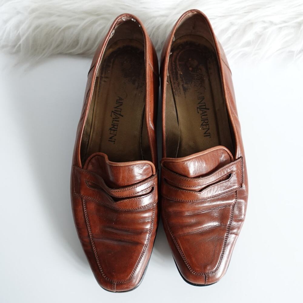 Yves Saint Laurent Brown Leather Loafers